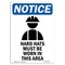 Signmission OSHA Notice Sign, Hard Hats Must Be With Symbol, 18in X 12in Aluminum, 12" W, 18" H, Portrait OS-NS-A-1218-V-13286 - alternate 1